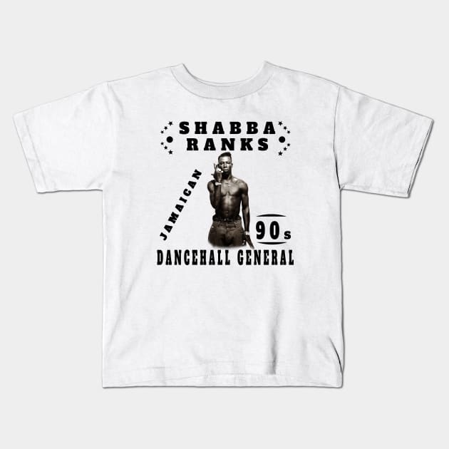 Shabba Ranks Jamaican 90s Dancehall General Jah Rastafari vintage Graphic Tee Hip Hop Poster vintage design, Singer TShirt Sweatshirt T-shirt Kids T-Shirt by black lynx